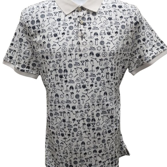 AG Adriano Goldschmied Bryce S/S Polo Bold Golf Print Medium white black - Picture 2 of 7